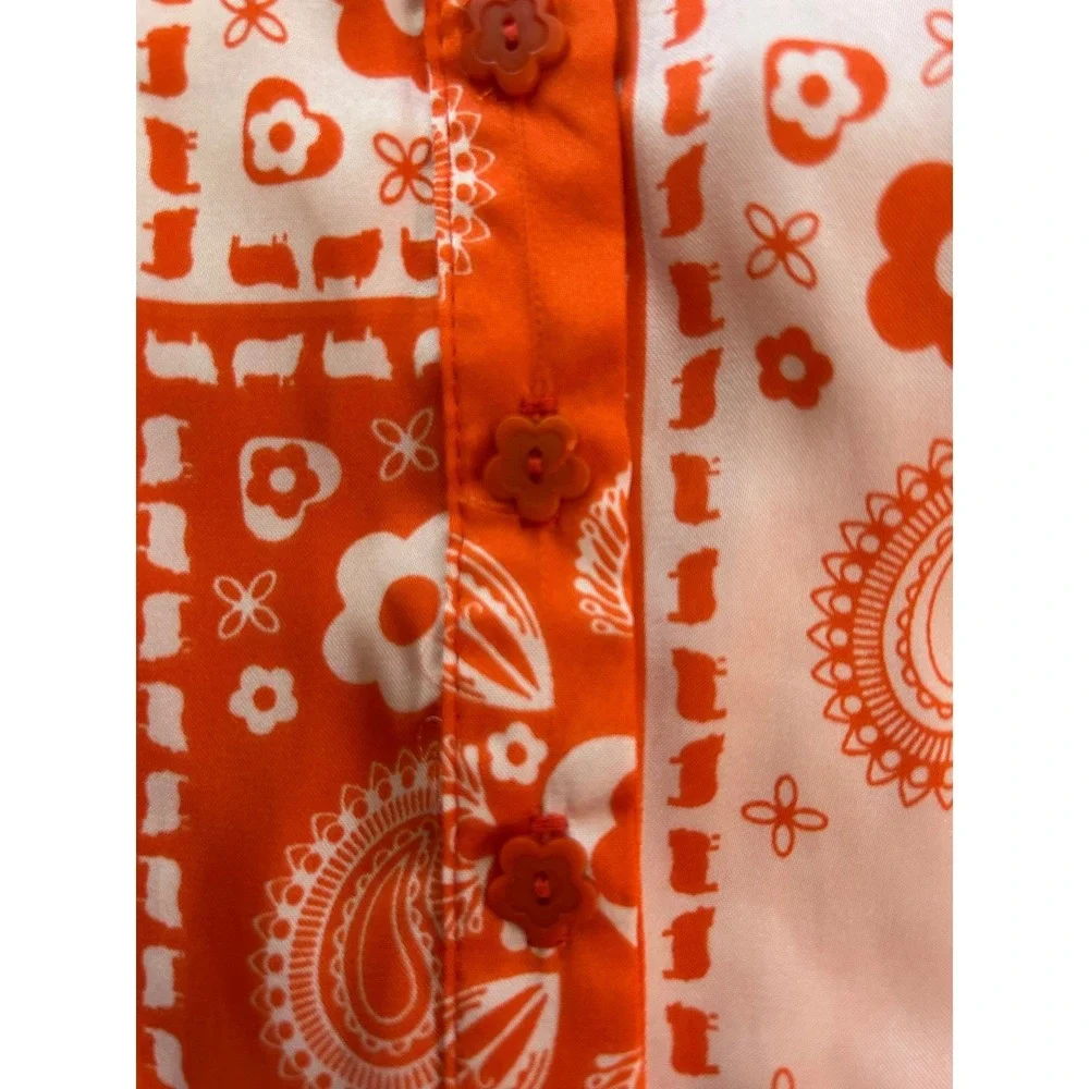 Lisa Says‎ Gah Bandana Print Two Piece Set Orange White Crop Top Shorts XS